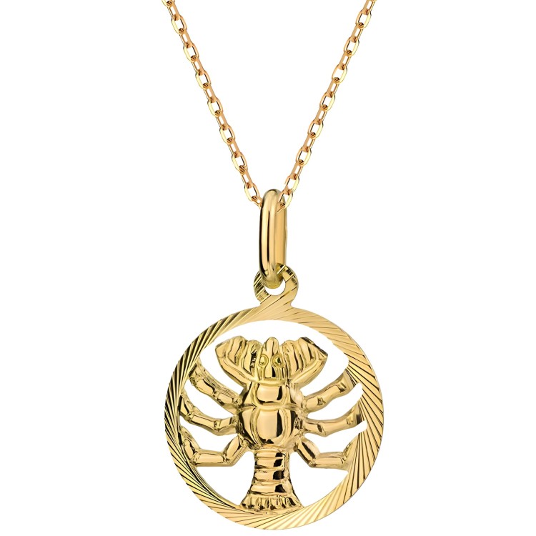 Rak Złoty Znak Zodiaku - Złoto 585 Naszyjnik z Łańcuszkiem Splot Ankier Idealny Prezent 1.63 g .jpg