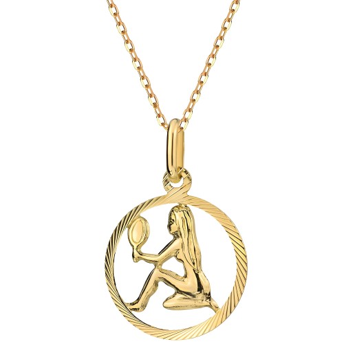 Panna Złoty Znak Zodiaku - Złoto 585 Naszyjnik z Łańcuszkiem Splot Ankier Idealny Prezent 1.44 g.jpg