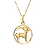 Złoty Naszyjnik Znak Zodiaku Koziorożec- Złoto 585 Zawieszka z Łańcuszkiem Splot Ankier 1.53 g 