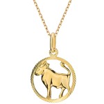 Złoty Naszyjnik Znak Zodiaku Byk - Złoto 585 Zawieszka z Łańcuszkiem Splot Ankier 1.59 g  