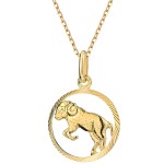 Złoty Naszyjnik Znak Zodiaku Baran - Złoto 585 Zawieszka z Łańcuszkiem Splot Ankier 1.50 g 