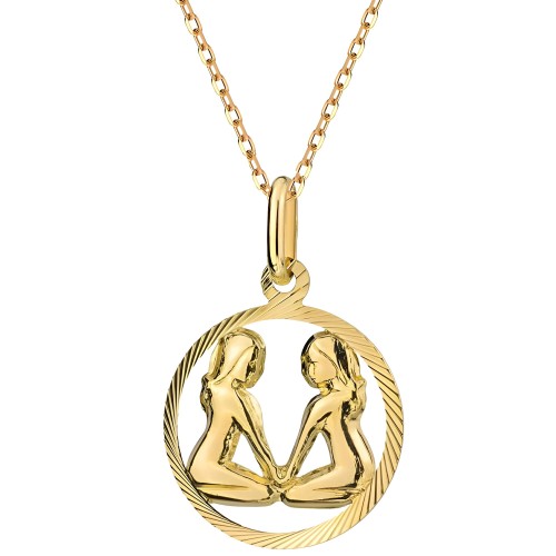 Złoty Naszyjnik Znak Zodiaku Bliźnięta - Złoto 585 Zawieszka z Łańcuszkiem Splot Ankier 1.55 g.jpg