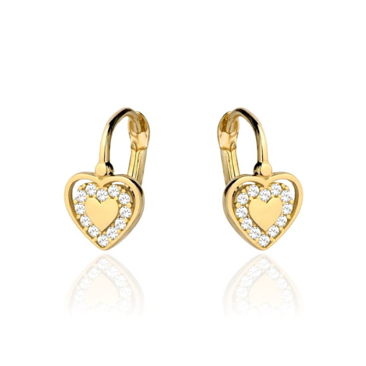 Kolczyki trzy serca złote i z cyrkonii