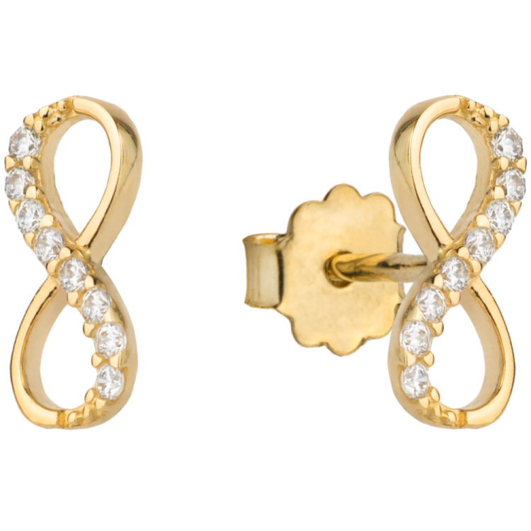 Kolczyki złota nieskończoność z częścią cyrkonii na sztyfcie pr. 585