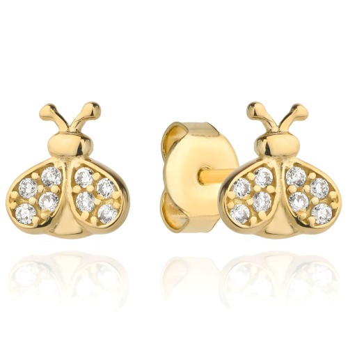 Złote Kolczyki pr. 585 Biedronka Wysadzana Cyrkoniami Złoto 585.jpg