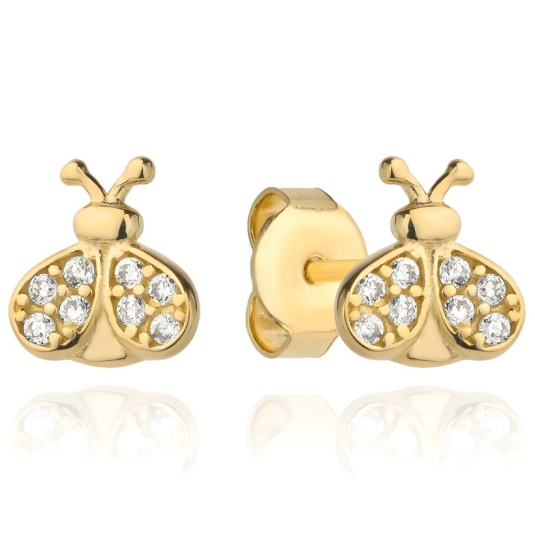 Złote Kolczyki pr. 585 Biedronka Wysadzana Cyrkoniami Złoto 585.jpg