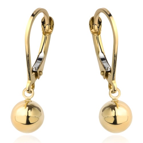 Złote Kolczyki Gładka Kulka na Angielskim Zapięciu - Złoto 585 .jpg