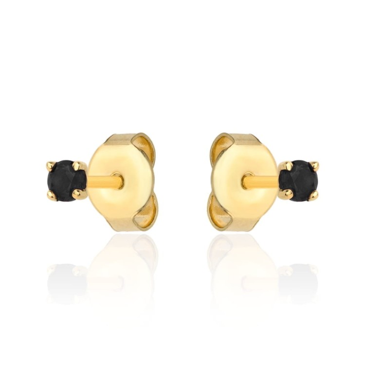 Kolczyki złote centralna czarna cyrkonia