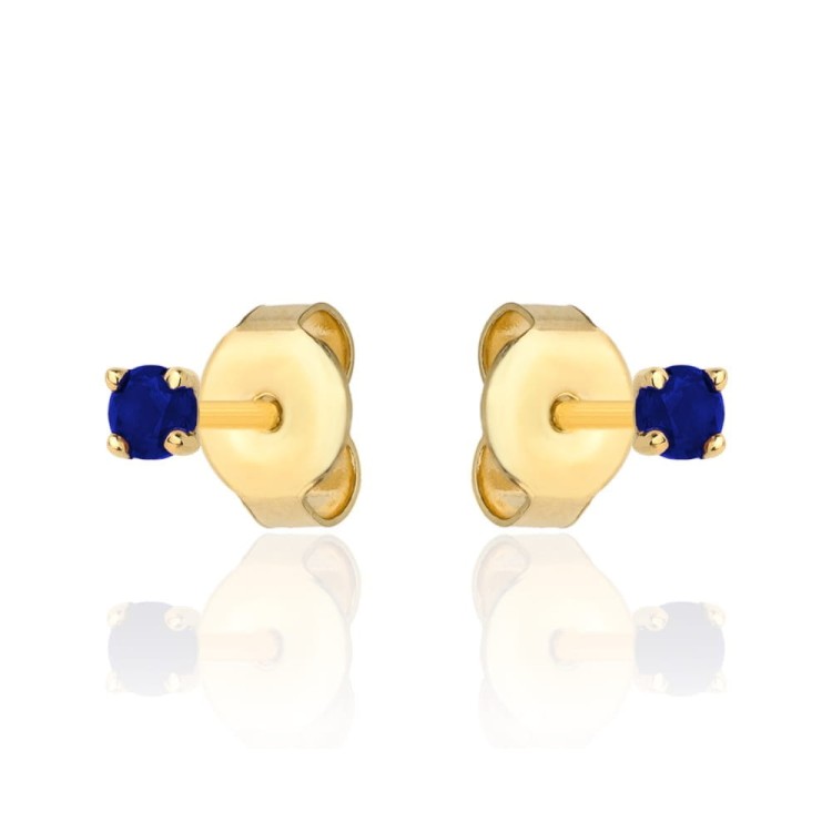 Kolczyki złote centralna niebieska cyrkonia