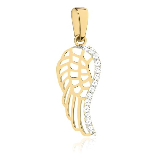 Zawieszka Złota Skrzydło z Cyrkoniami - Złoto 585.jpg