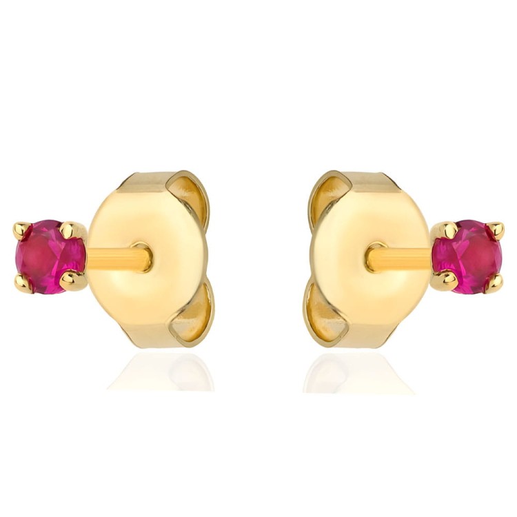 Złote Kolczyki pr. 585 Centralna Rubinowa Cyrkonia - Złoto 585.jpg