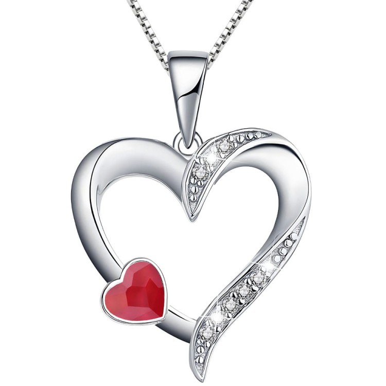 Srebrny Naszyjnik Serce - Royal Red - Srebro 925 - Prezent na Rocznice Gwiazdkę.jpg