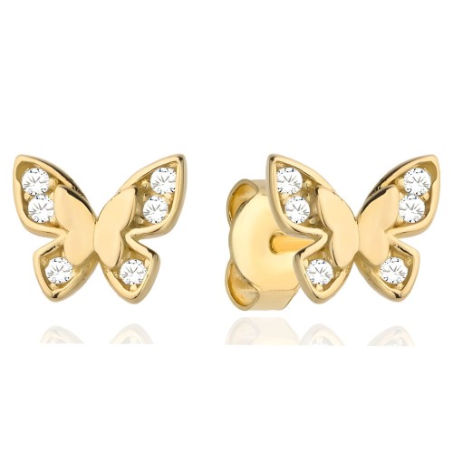 Złote Kolczyki pr. 585 Motylek i Skrzydełka z Cyrkonii - Złoto 585.jpg