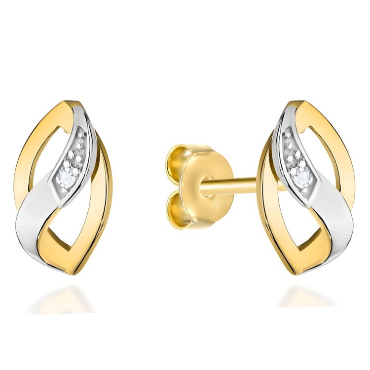 Złote Kolczyki pr. 585 Łezka Zdobiona Cyrkonią i Rodowaniem - Złoto 585.jpg