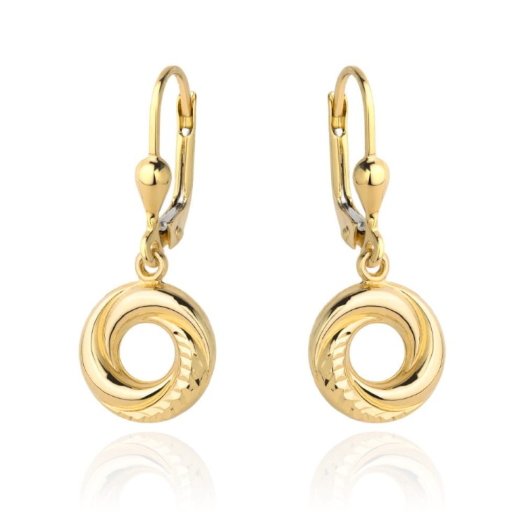 Kolczyki złote kółka z delikatnym diamentowaniem