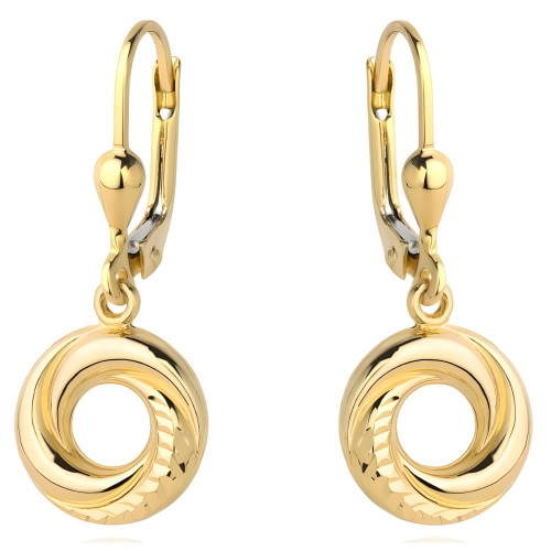 Złote Kolczyki pr. 585 Kółka z Delikatnym Diamentowaniem - Złoto 585.jpg