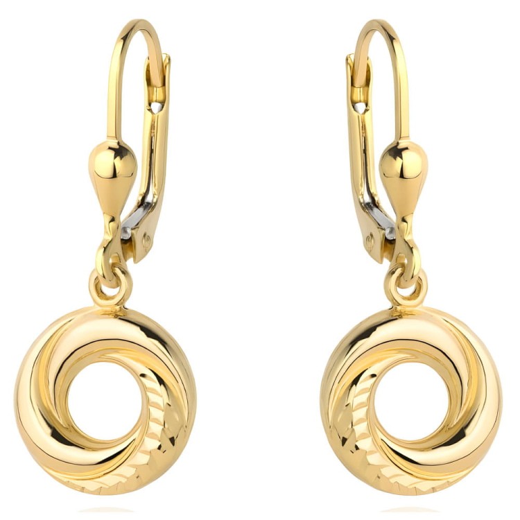 Złote Kolczyki pr. 585 Kółka z Delikatnym Diamentowaniem - Złoto 585.jpg