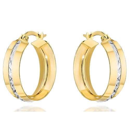 Złote Kolczyki pr. 585 Kółka w Dwóch Kolorach Złota na Angielskim Zapięciu - Złoto 585.jpg