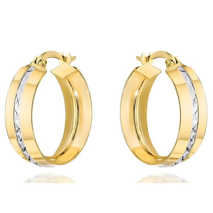 Złote Kolczyki pr. 585 Kółka w Dwóch Kolorach Złota na Angielskim Zapięciu - Złoto 585.jpg