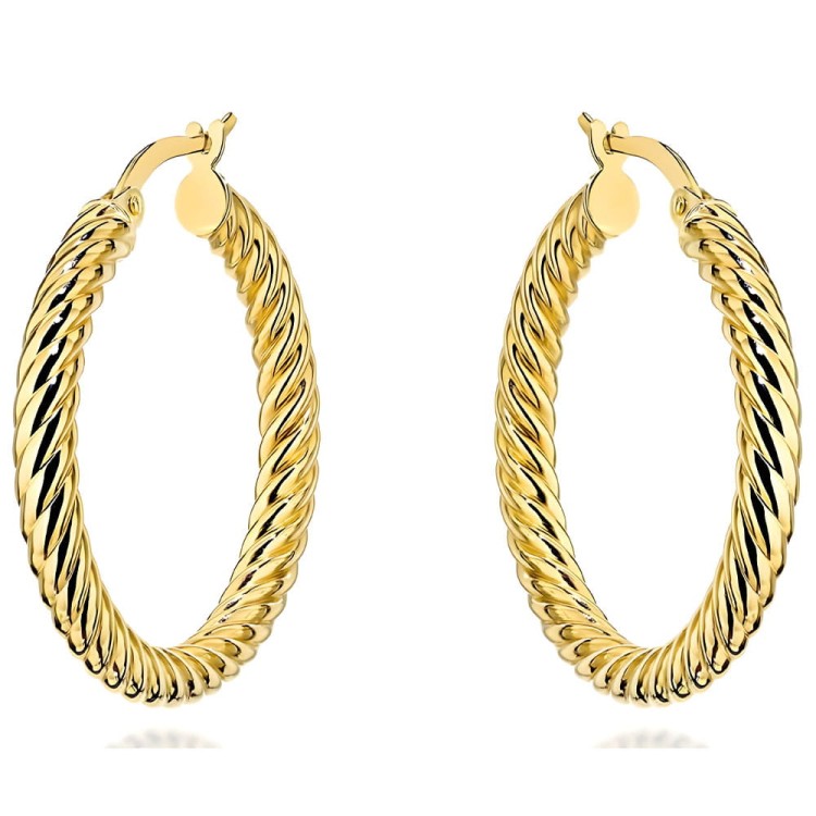 Złote Kolczyki pr. 585 Kółka o Gęstym Splocie - Złoto 585.jpg