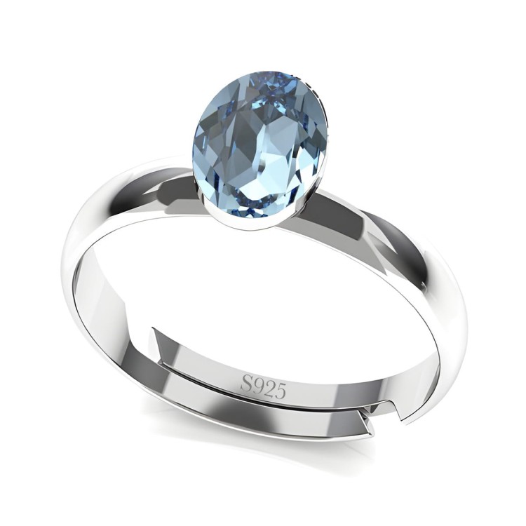 Srebrny Pierścionek z Markowym Kryształem - Aquamarine - Srebro 925 - Uniwersalny Srebrny Pierścionek Dla Kobiet.jpg