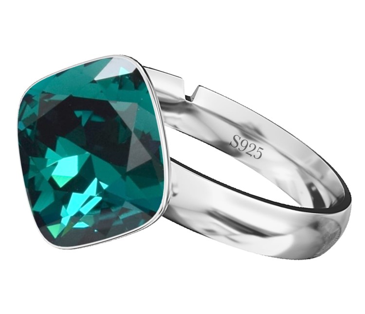 Srebrny Pierścionek Romb z Markowym Kryształem - Emerald - Srebro 925 - Uniwersalny Pierścionek ze Srebra.jpg
