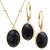 Srebrny Pozłacany Komplet pr.925 z Czarnym Naturalnym Larvikitem i Kuleczkami na Łańcuszku - Srebro 925.jpg