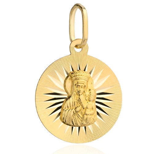 Złoty pr. 585 Medalik Matka Boska Częstochowska z Promieniami w Kole - Prezent na Bierzmowanie - Złoto 585.jpg