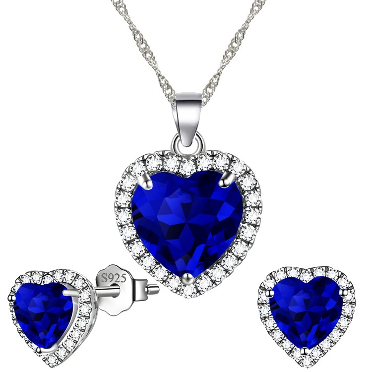 Srebrny Komplet Serca z Cyrkoniami Prezent na Urodziny Rocznicę - Srebro 925