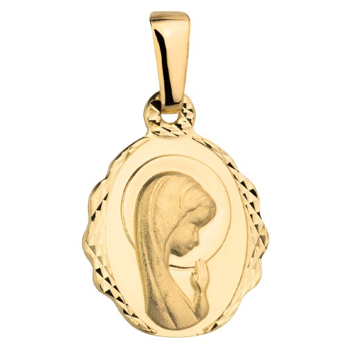 Złoty pr. 585 Medalik Matka Boska Modląca się z Delikatnym Diamentowaniem - Złoto 585.png