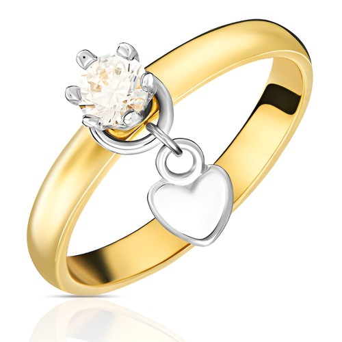 Złoty pr.585 Pierścionek Cyrkonia i Zawieszka Serce - Złoto 585 .png