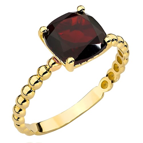 Złoty pr.585 Pierścionek z Kulkową Szyną z Kolekcji "COLORFUL STONE" - Granat .jpg