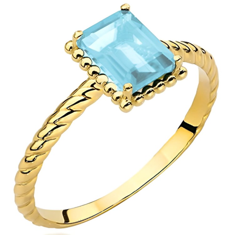 Złoty pr.585 Pierścionek z Kolekcji "COLORFUL STONE" - Topaz Prostokąt i Ozdobna Szyna - Złoto 585.jpg