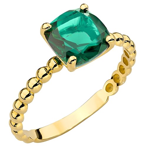 Złoty pr.585 Pierścionek z Kolekcji "COLORFUL STONE" - Przezroczysty Zielony Kwarc Kwadrat - Złoto 585.jpg