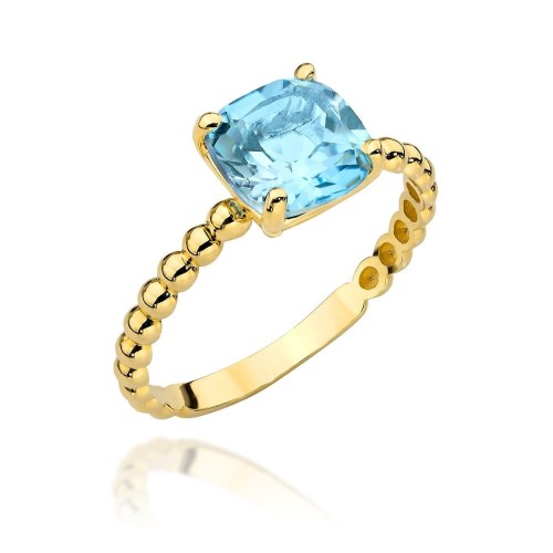 Pierścionek złoty z kolekcji "COLORFUL STONE" - topaz kwadrat