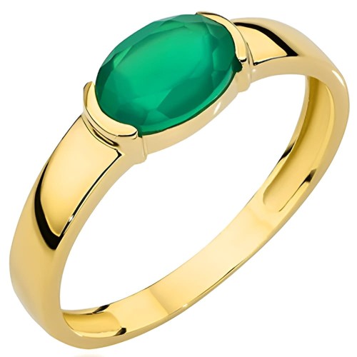 Złoty pr.585 Pierścionek z Kamieniem - Zielony Agat - Złoto 585.jpg