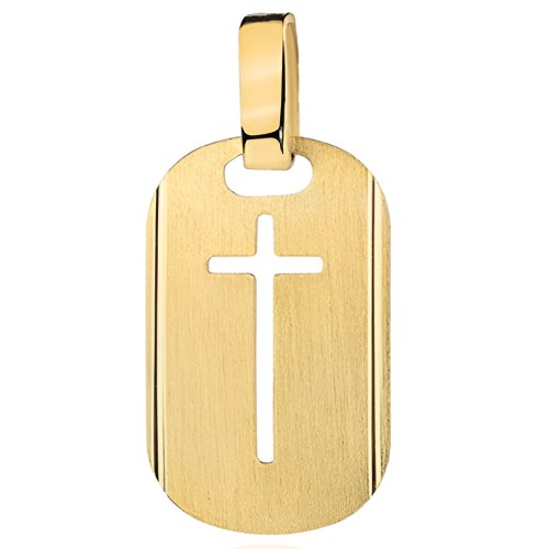 Złoty pr.585 Medalik Satynowa Blaszka z Krzyżykiem - Złoto 585.jpg