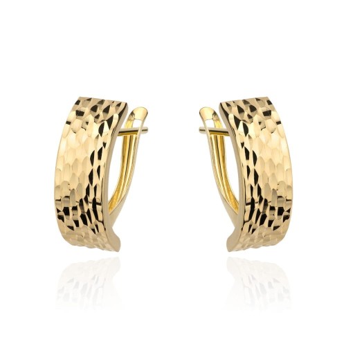 Złote Kolczyki Ozdobione Diamentowaniem - Złoto 585.jpg