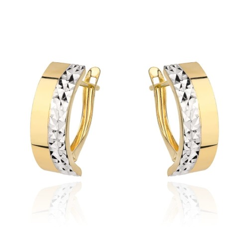 Złote Kolczyki Ozdobione Białym Złotem z Diamentowaniem - Złoto 585.jpg