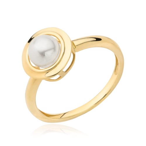 Złoty Pierścionek z Naturalną Perłą – Klasyczna Oprawa, Złoto Próby 585.jpg