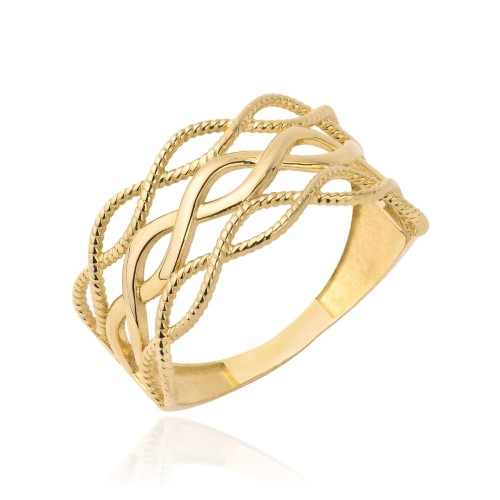 Pierścionek złote znaki nieskończoności