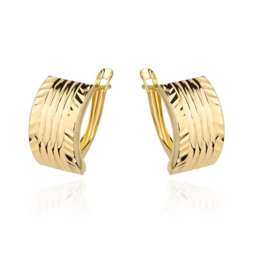 Kolczyki złote diamentowane na angielskim zapięciu pr.585