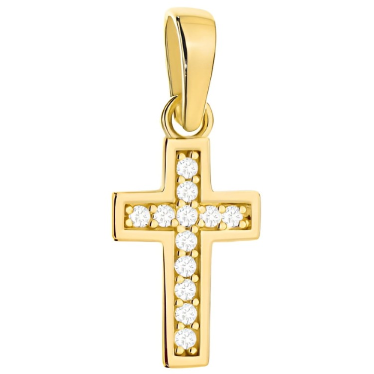 Złoty pr.585 Mały Krzyżyk Wysadzany Cyrkoniami - Złoto 585.jpg