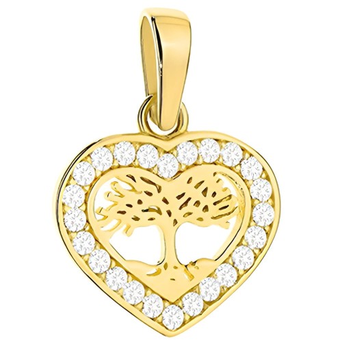 Złota pr.585 Zawieszka Drzewko Szczęścia w Serduszku Wysadzanym Cyrkoniami - Złoto 585.jpg
