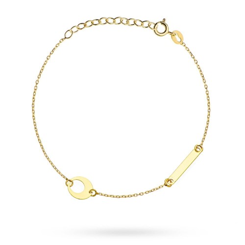 Bransoletka złota kółko w kole i blaszka