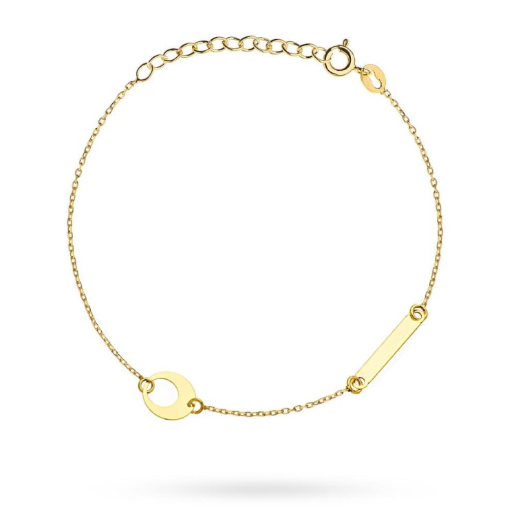 Bransoletka złota kółko w kole i blaszka