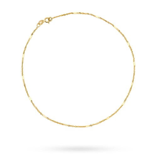 Bransoletka złota na nogę splot Singapure z blaszką