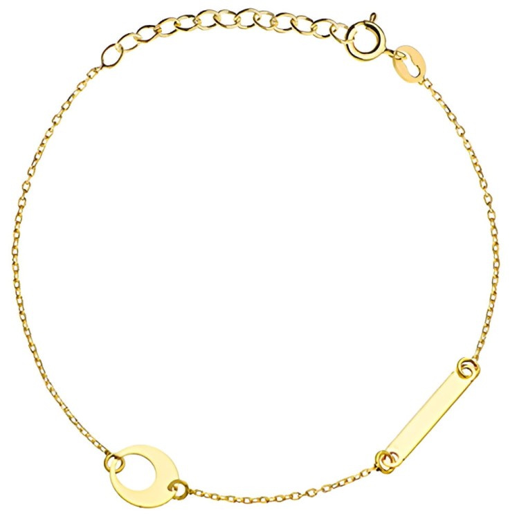 Złota pr.585 Bransoletka Kółko w Kole i Blaszka - Złoto 585.jpg