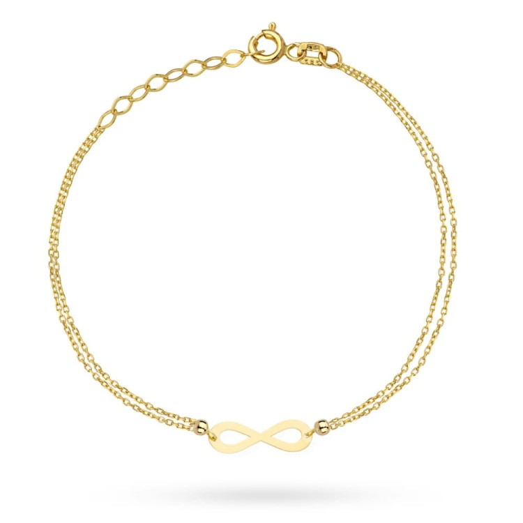 Bransoletka złota znak nieskończoności na podwójnym łańcuszku