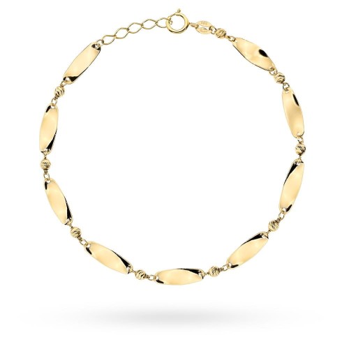 Bransoletka złota skręcone blaszki i diamentowane kulki